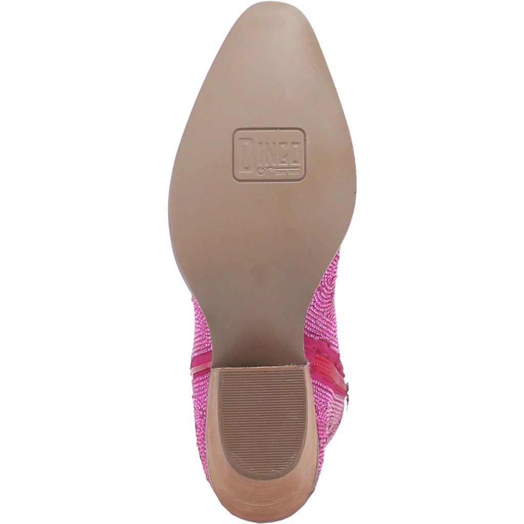 Dingo Women's Rhinestone Cowgirl Western Booties in Fuchsia