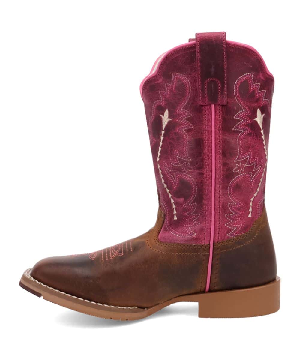 Dan Post Girl's Salina Leather Boot in Tan and Pink