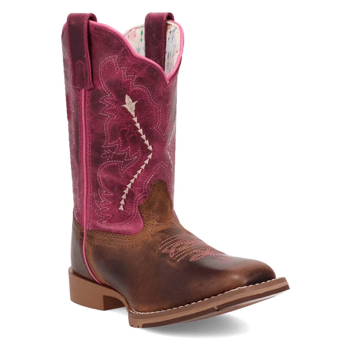 Dan Post Girl's Salina Leather Boot in Tan and Pink