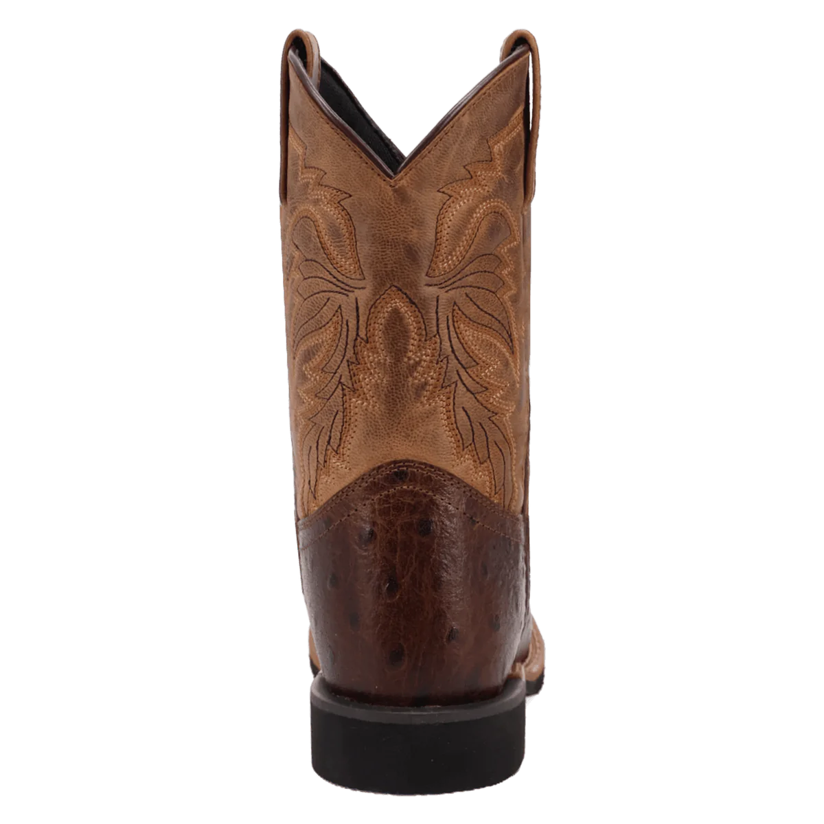 Dan Post Kid's Jet Ostrich Print Western Boot in Chocolate Brown