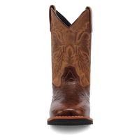 Dan Post Kid's Jet Ostrich Print Western Boot in Chocolate Brown