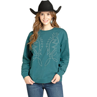 Rock & Roll by Panhandle Slim Women's Embroidered Boot Stitch Sweatshirt (Available in 2 Colors)