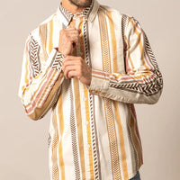 Kimes Ranch Men's L/S Double Tap Western Button Down Shirt in Natural