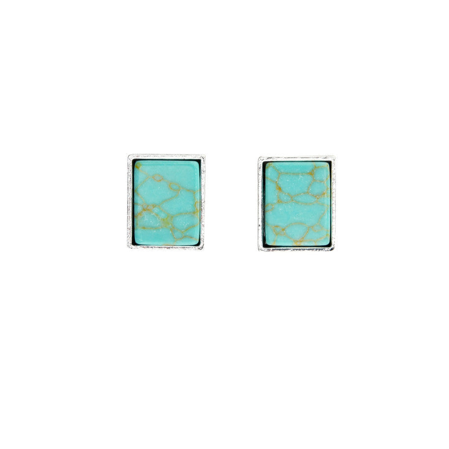 West & Co. Silver Rectangular Turquoise Stud Earrings