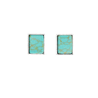 West & Co. Silver Rectangular Turquoise Stud Earrings