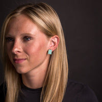 West & Co. Gold Rectangular Turquoise Stud Earrings