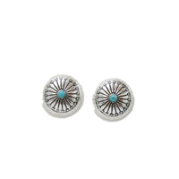 West & Co. Burnished Silver Floral Stamped Turquoise Concho Post Earrings