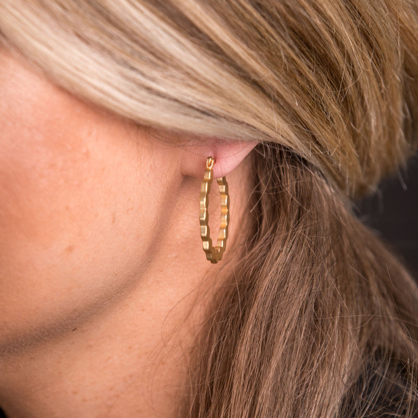 West & Co. Gold Matte Scalloped Hoop Earrings
