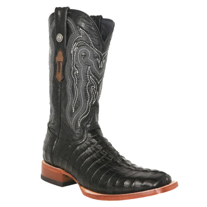 Tanner Mark Men's Imitation Caiman Tail Western Boot in Classic Black