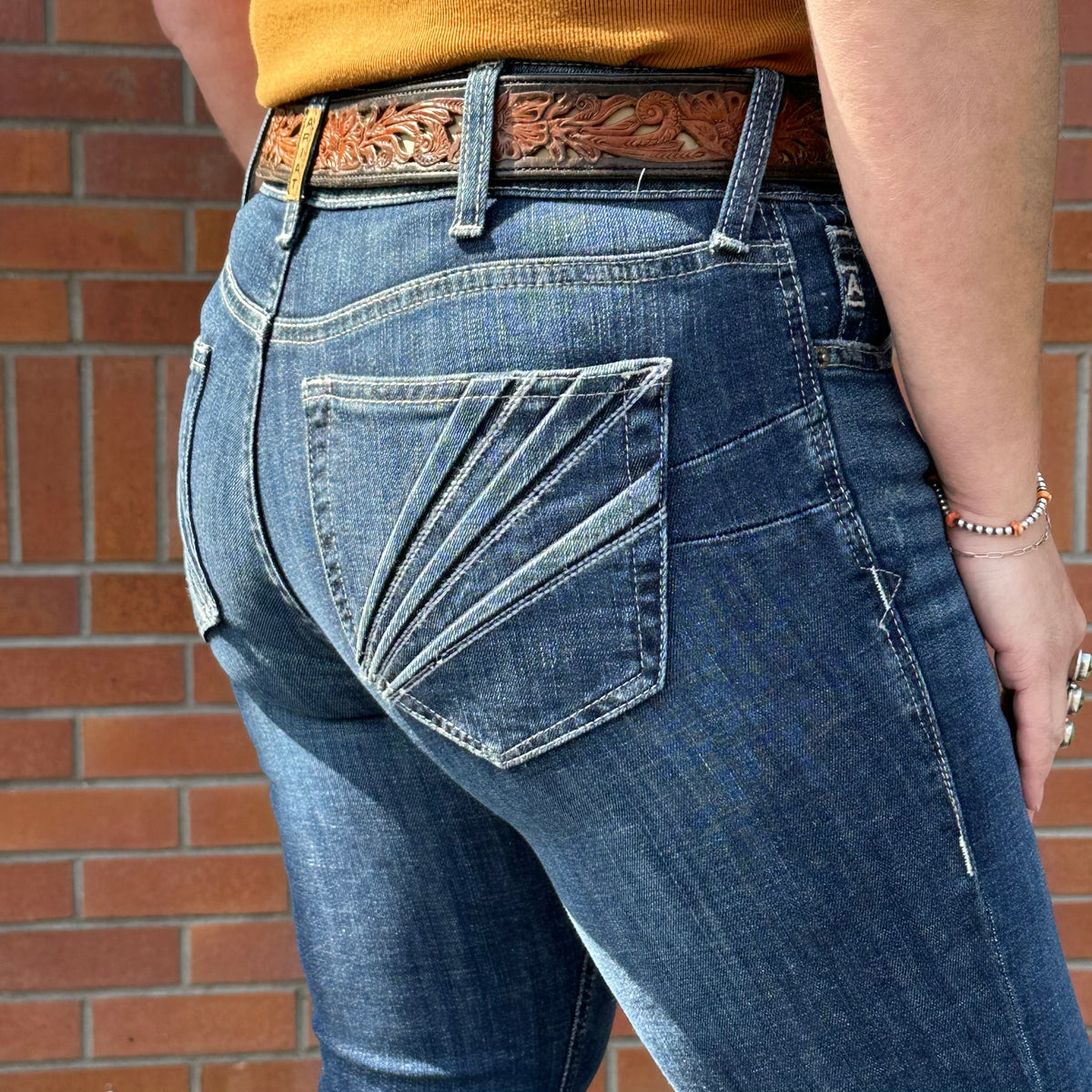 Ariat Women’s Perfect Rise Christine Distressed Flare Jean in Siren