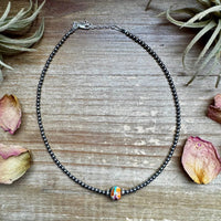 14" Sterling Silver Pearl and Mohave Choker