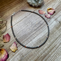 14" Sterling Silver Pearl and Red Spiny Oyster Choker