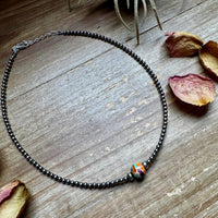 14" Sterling Silver Pearl and Mohave Choker