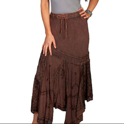 Scully Honey Creek Women's Multi-Fabric Western Midi Skirt in Copper