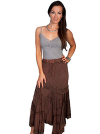 Scully Honey Creek Women's Multi-Fabric Western Midi Skirt in Copper