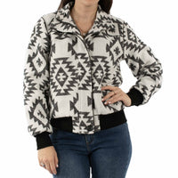 Scully Honey Creek Women's Southwest Baseball Jacket in Black & White