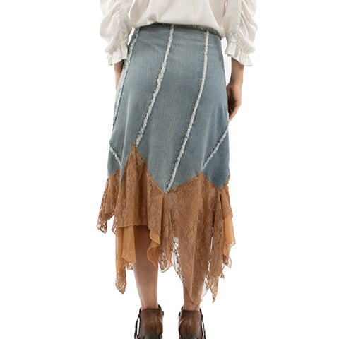 Scully Honey Creek Women's Asymmetrical Lace Trim Denim Skirt