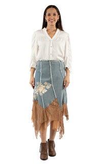 Scully Honey Creek Women's Asymmetrical Lace Trim Denim Skirt