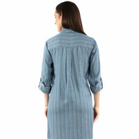 Scully Honey Creek Women's L/S Railstripe Knee Length Dress in Blue