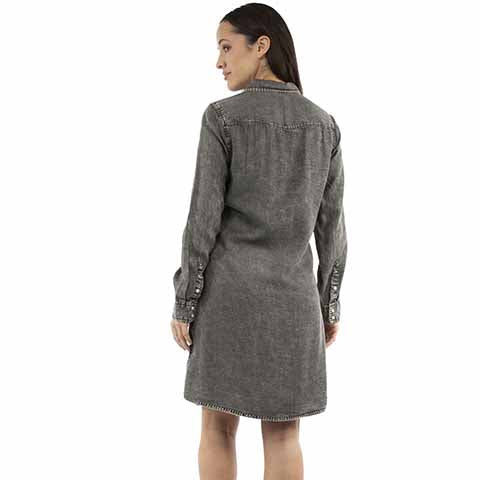 Scully Honey Creek Women's L/S Whipstitch Knee Length Dress in Black