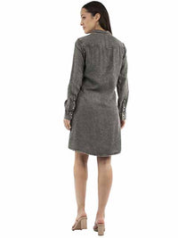 Scully Honey Creek Women's L/S Whipstitch Knee Length Dress in Black