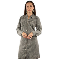 Scully Honey Creek Women's L/S Whipstitch Knee Length Dress in Black