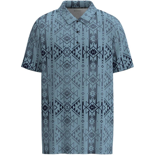 Hooey Men's "The Weekender" Short Sleeve Aztec Golf Polo in Blue