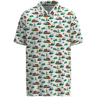Hooey Men's "The Weekender" Short Sleeve Cowboy Golf Pattern Polo in White