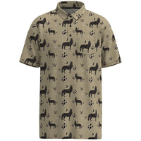 Hooey Men's "Hot Shot" Short Sleeve Habitat Howl Print Golf Polo in Taupe