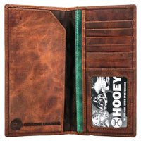 Hooey Original "Chapawee" Turquoise Aztec Print Leather Rodeo Wallet in Brown