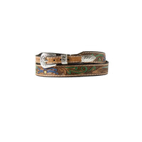Twister Floral Tooled & Hand Painted Brown Leather Hat Band