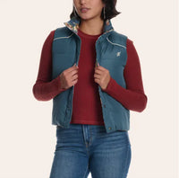 Hooey Women's Western Print Reversible Puffer Vest in Orion Blue