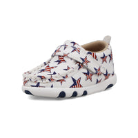 Hooey by Twisted X Infant & Toddler Allover Print Driving Moc in Red, White and Blue Star