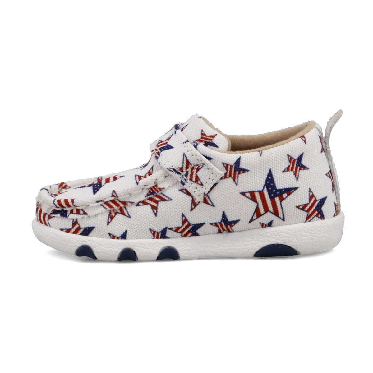 Hooey by Twisted X Infant & Toddler Allover Print Driving Moc in Red, White and Blue Star