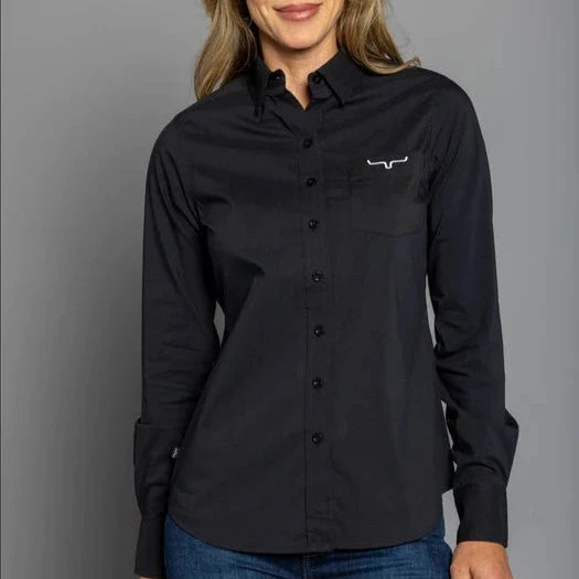 Kimes Ranch Women's Button Down Team Shirt in Black