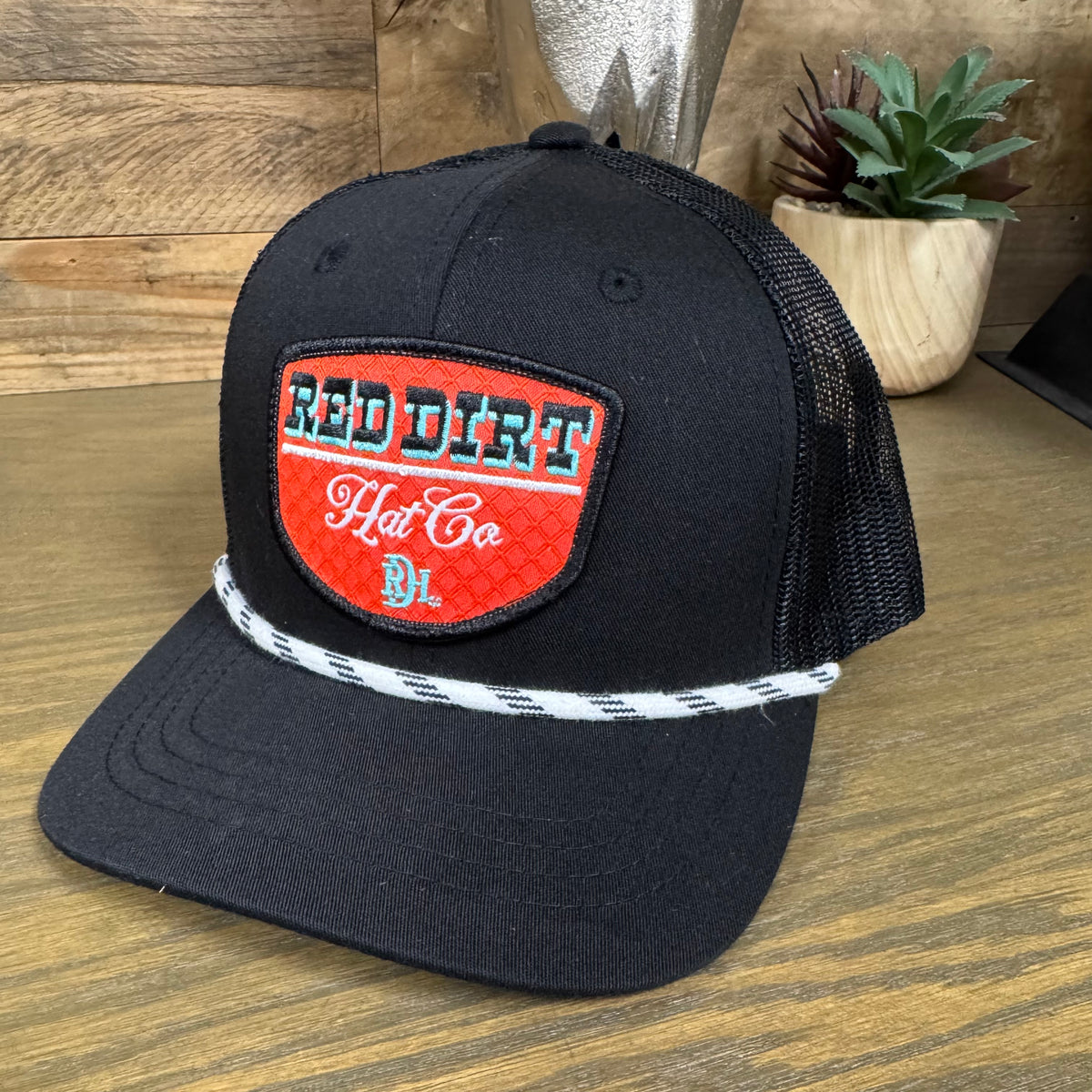 Red Dirt Hat Co. Youth Turquoise Diamond Rope Hat in Black