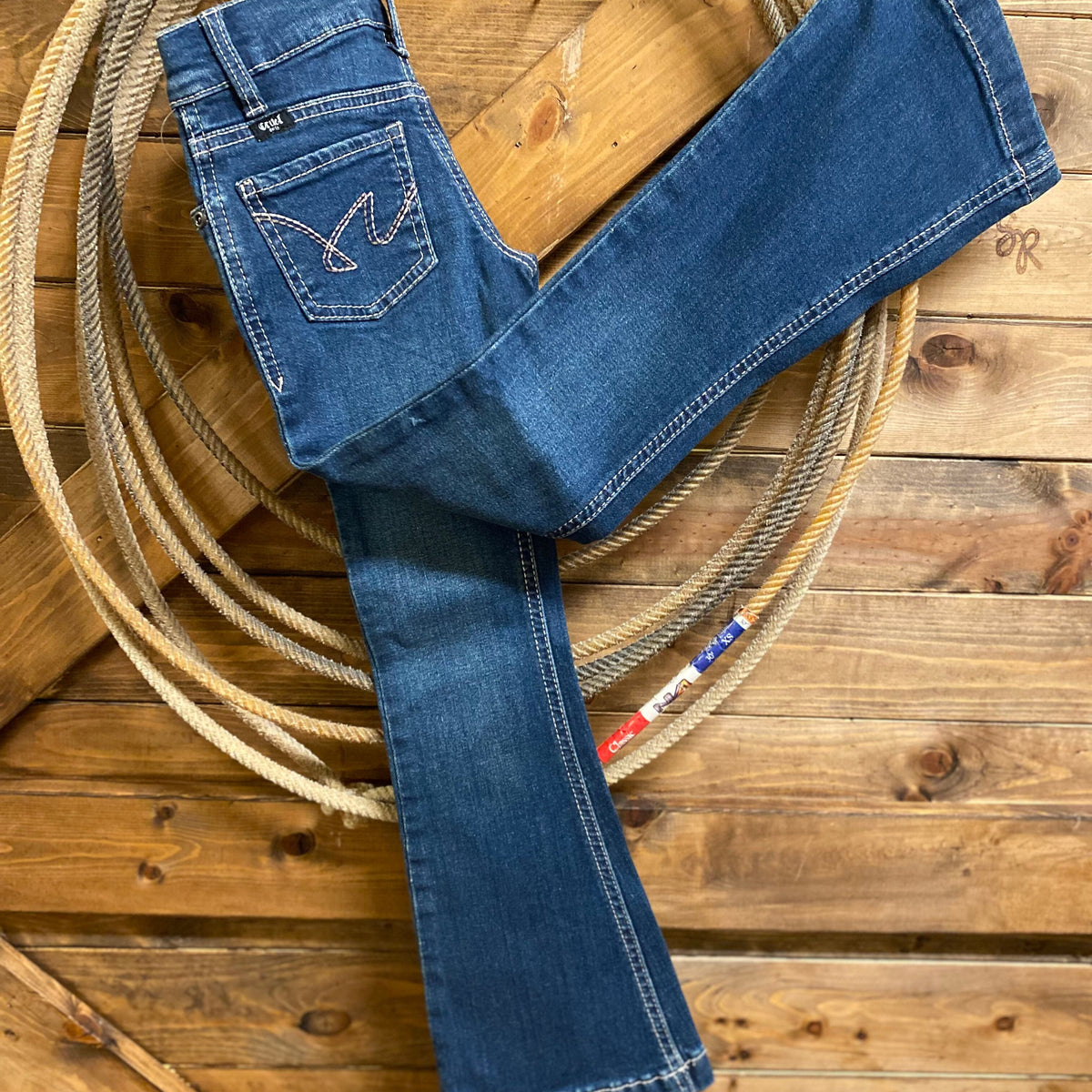 Cruel Girl's Violet Mid Rise Trouser in Medium Stonewash