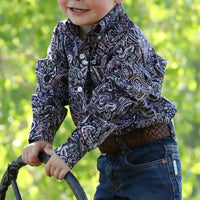 Cinch Baby & Toddler Boy's L/S Paisley Print Button Down Shirt in Purple