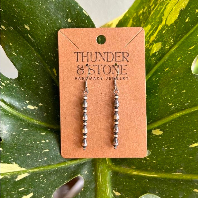 Thunder & Stone Sterling Silver Pear Shape Navajo Pearl Straight Dangle Earrings