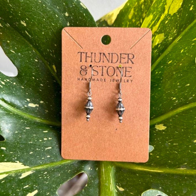 Thunder & Stone Sterling Silver Corrugated Diamond Navajo Pearl Earrings