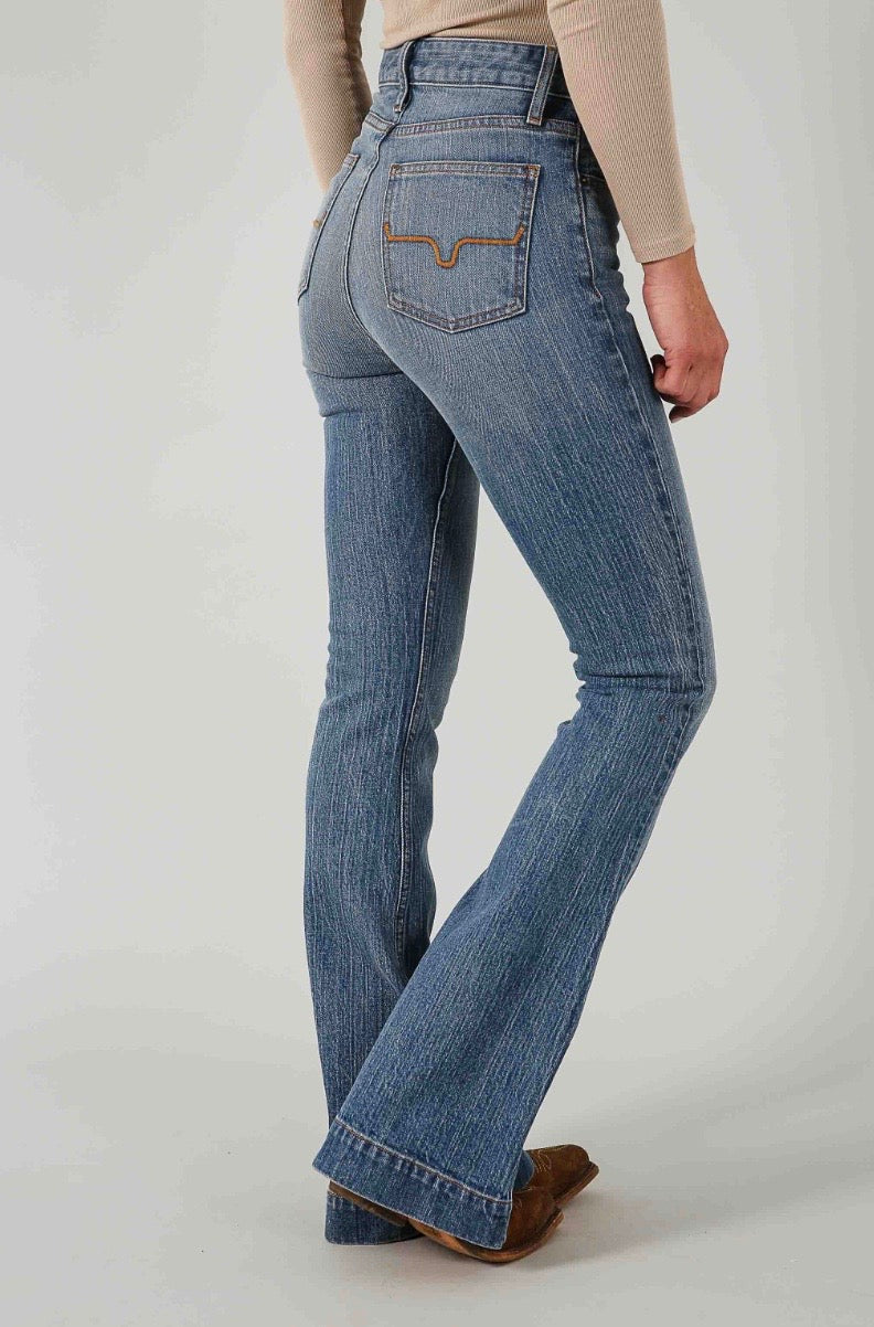 Kimes Ranch Women's Jennifer Mid Wash High Rise Flare Jean