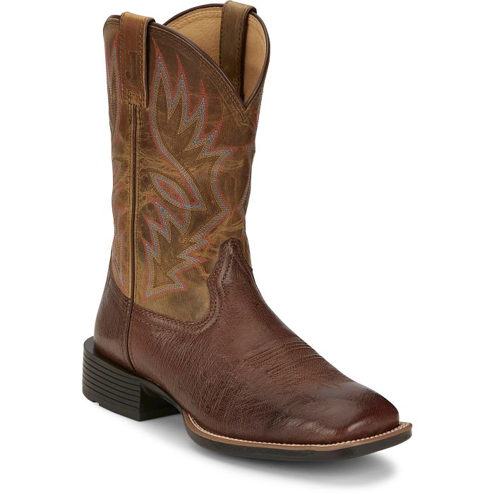 Justin Men's Conroe 11" Smooth Ostrich Western Boot in Kango Tobac