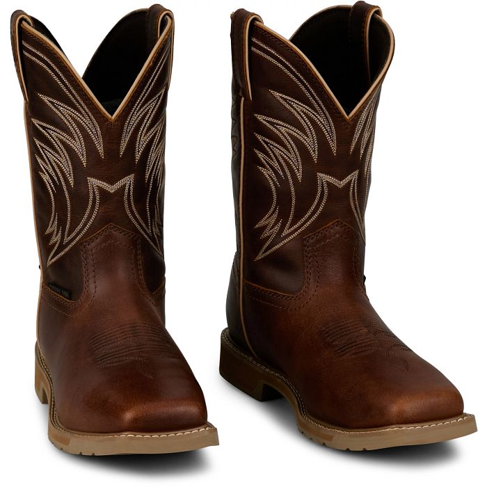 Justin Men's Daywork 11" Water Buffalo Steel Toe Work Boot in Pecan