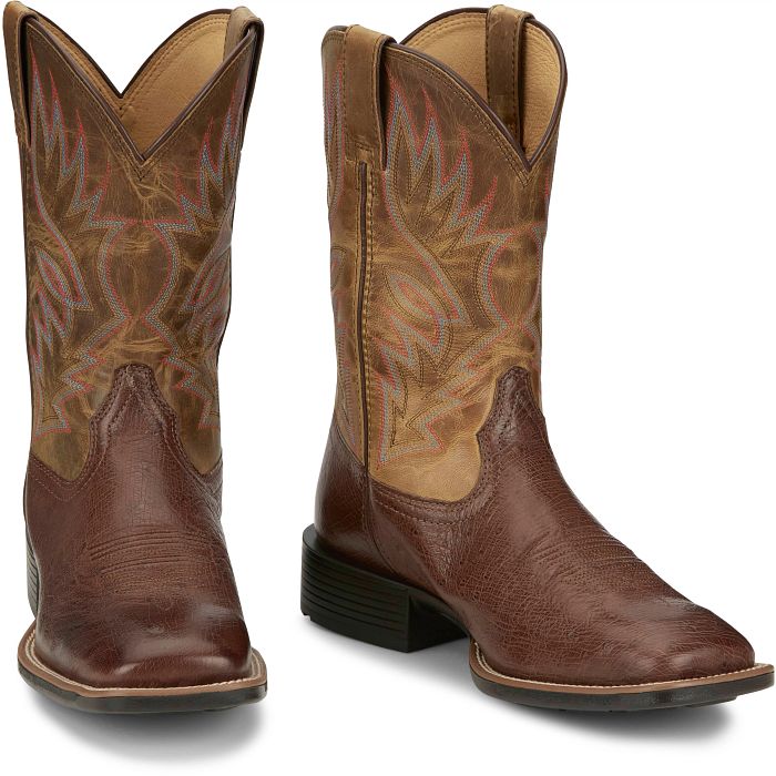 Justin Men's Conroe 11" Smooth Ostrich Western Boot in Kango Tobac