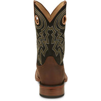 Justin Men's Big News Western Boot in Black & Brown Cowhide