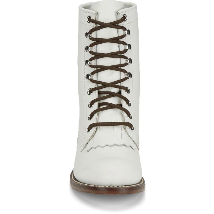 Justin Women's McKean Water Buffalo Lace Up Boot in Vintage White