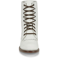 Justin Women's McKean Water Buffalo Lace Up Boot in Vintage White