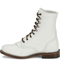 Justin Women's McKean Water Buffalo Lace Up Boot in Vintage White