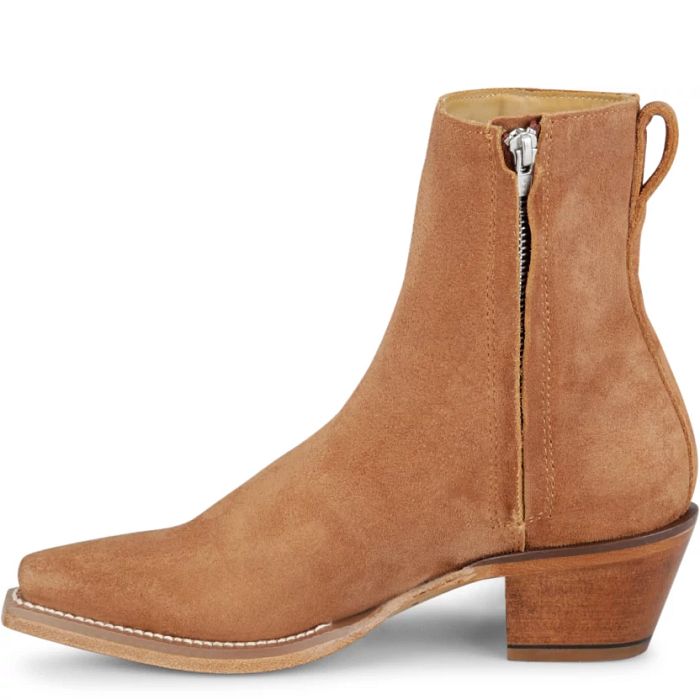 Justin Women's Bev Snip Toe Suede Bootie in Brown