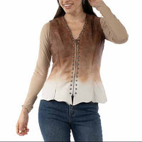 Scully Women's Ombre Studded Leather Vest in Tan